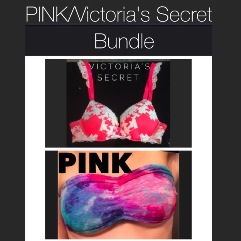 🆕NWOT(2)PINK/Victorias Secret Floral Lace Bundle
